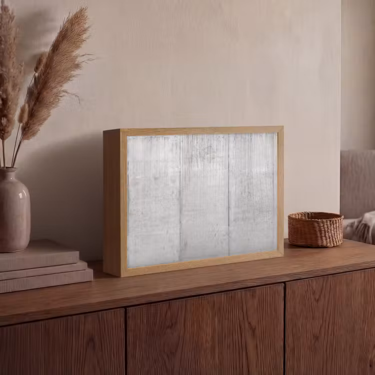 Grijs - Betonlook - Industrieel Light Box met batterij (Wandlamp) middel -sfeer2