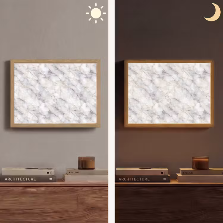 Grijs - Marmer - Gedetailleerd Light Box met batterij (Wandlamp) middel 907 -sfeer3