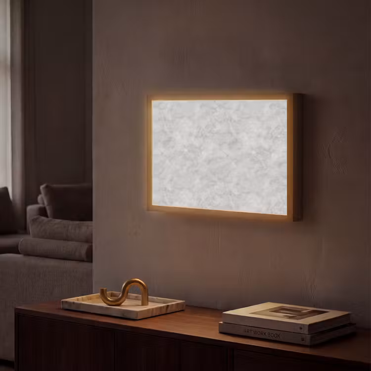 Grijs - Marmer - Mat Light Box met batterij (Wandlamp) middel 907 -sfeer1