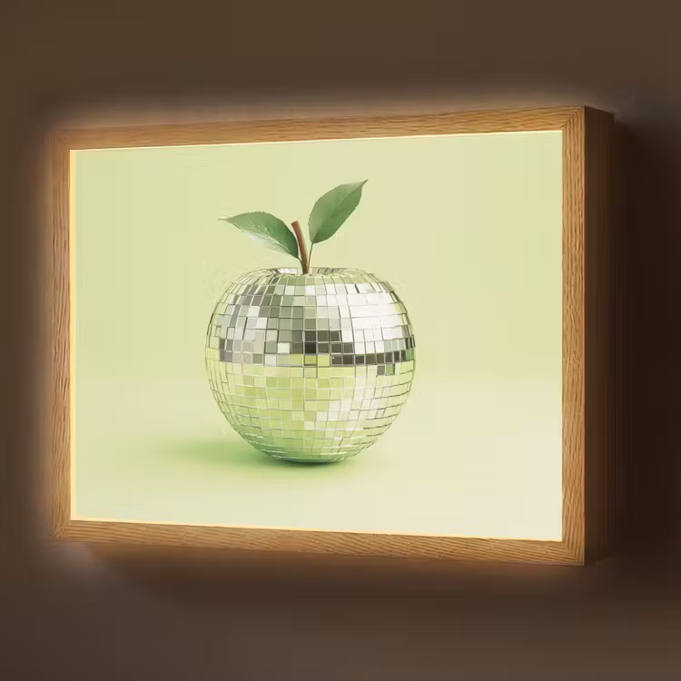 Groen - Disco - Decoratie - Appel Light Box met batterij (Wandlamp) middel -z3d_website
