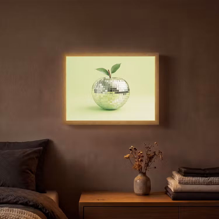 Groen - Disco - Decoratie - Appel Light Box met batterij (Wandlamp) middel -sfeer4