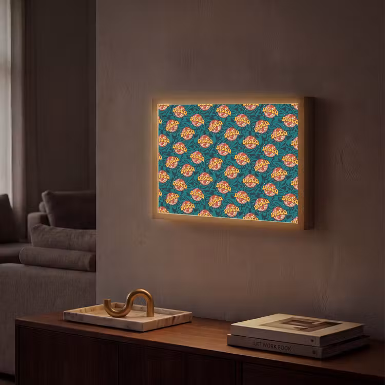 Groen - Disco - Patroon Light Box met batterij (Wandlamp) middel 907 -sfeer1