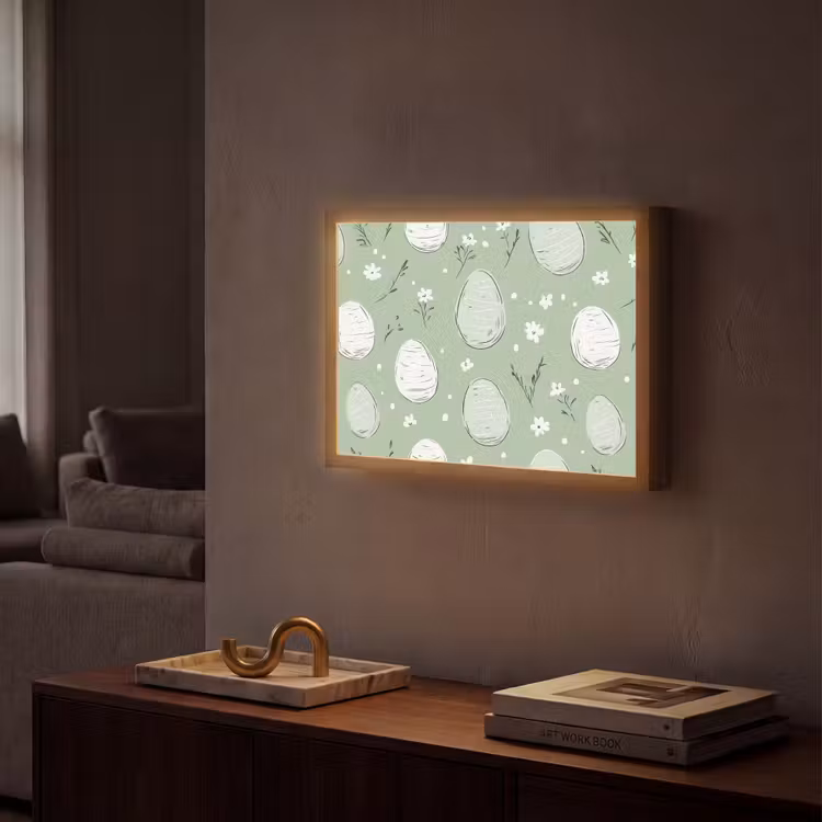 Groen - Eieren - Patroon Light Box met batterij (Wandlamp) middel -sfeer1