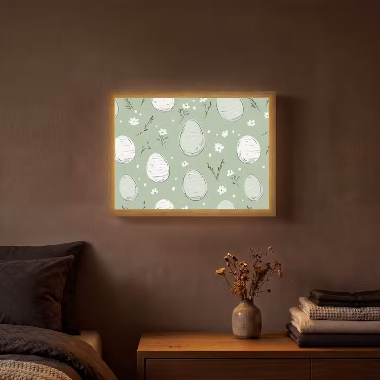 Groen - Eieren - Patroon Light Box met batterij (Wandlamp) middel -sfeer4