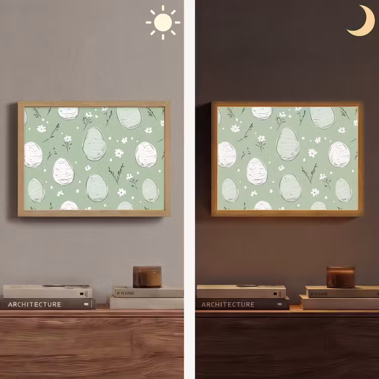 Groen - Eieren - Patroon Light Box met batterij (Wandlamp) middel -sfeer3