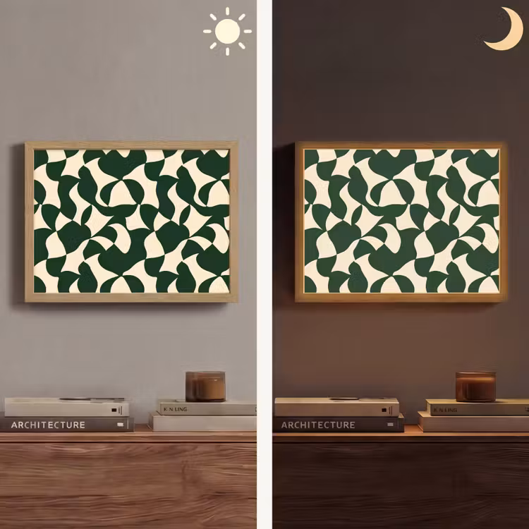 Groen - Organische vlakken - Crème Light Box met batterij (Wandlamp) middel 907 -sfeer3