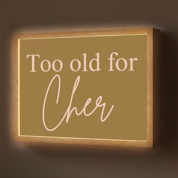 Groen - Too old for cher - Roze Light Box met batterij (Wandlamp) middel -z3d_website