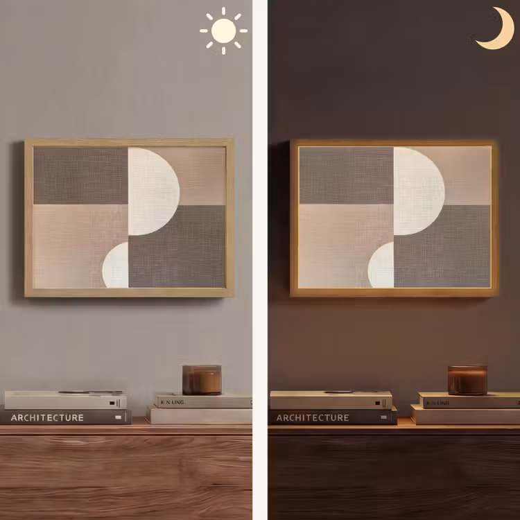 Raster - Halve cirkels - Contrast Light Box met batterij (Wandlamp) middel -sfeer3