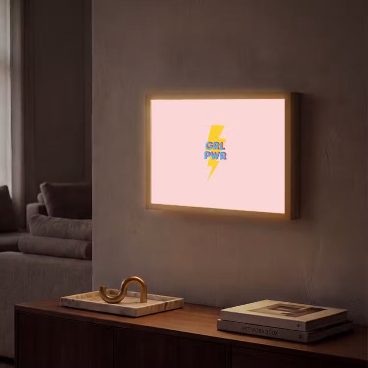 Grl pwr - Bliksem - Roze Light Box met batterij (Wandlamp) middel -sfeer1