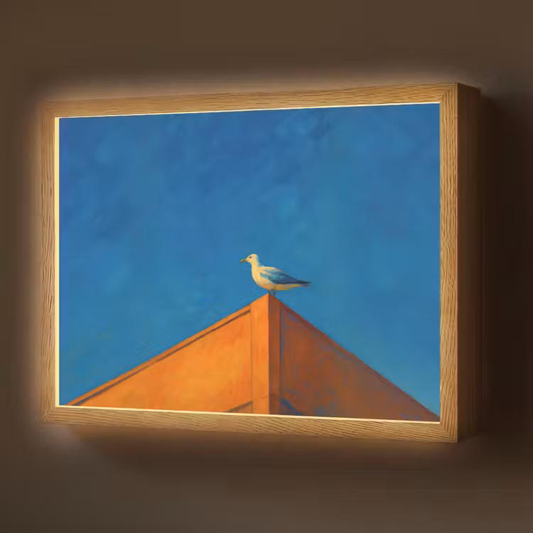 Meeuw - Gebouw - Lucht - Geschilderd Light Box met batterij (Wandlamp) middel -z3d_website