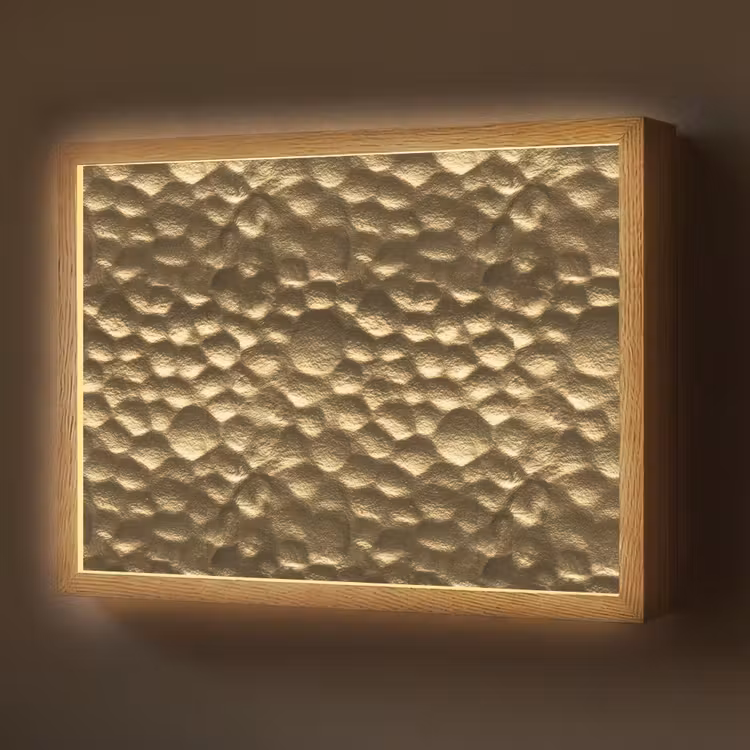 Gehamerd - Reliëf - Textuur - Bronsgoud Light Box met batterij (Wandlamp) middel 907 -z3d_website