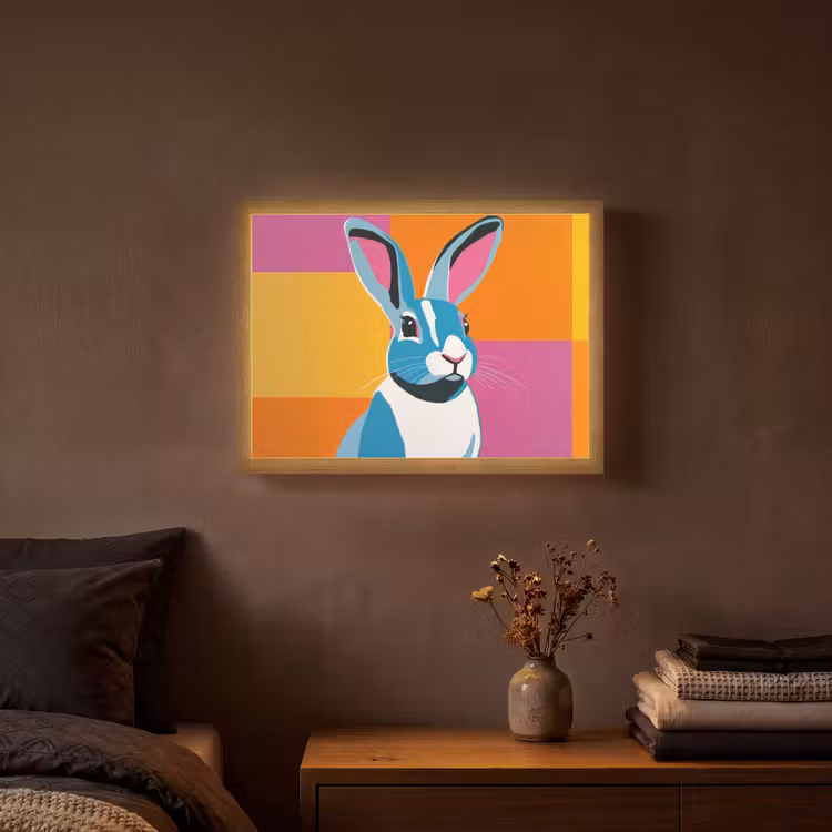Haas - Kleurvakken - Oren - Roze Light Box met batterij (Wandlamp) middel -sfeer4
