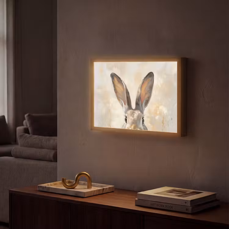 Haas - Oren - Bruin Light Box met batterij (Wandlamp) middel -sfeer1