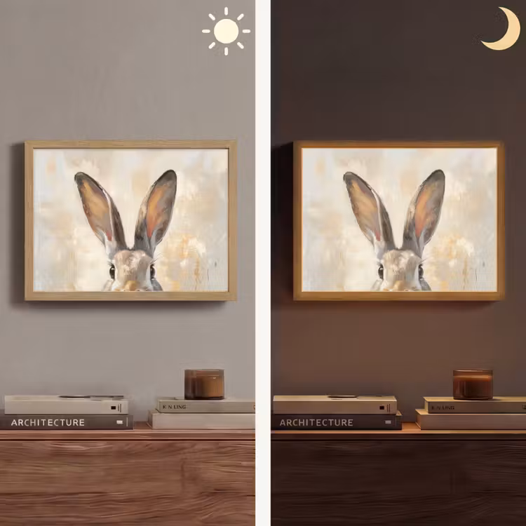 Haas - Oren - Bruin Light Box met batterij (Wandlamp) middel -sfeer3