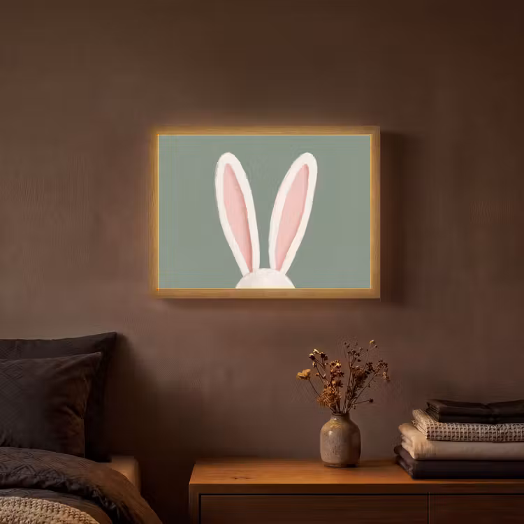 Hazen - Oren - Roze Light Box met batterij (Wandlamp) middel -sfeer4