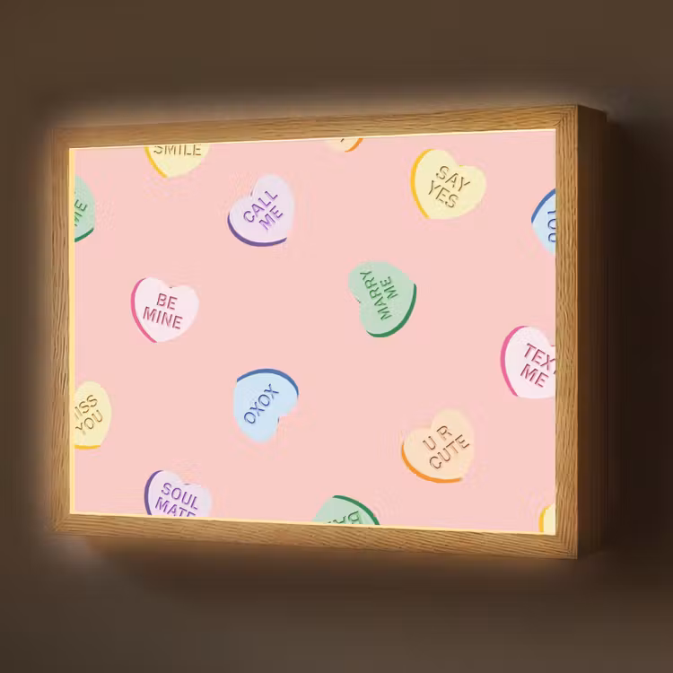 Hart - Snoep - Pastel - Tekst Light Box met batterij (Wandlamp) middel -z3d_website