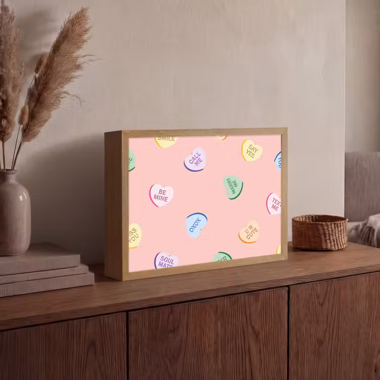 Hart - Snoep - Pastel - Tekst Light Box met batterij (Wandlamp) middel -sfeer2