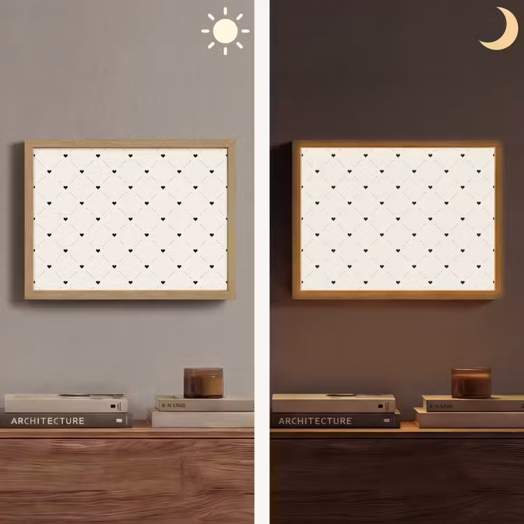 Hart - Dotline - Wit - Zwart Light Box met batterij (Wandlamp) middel 907 -sfeer3