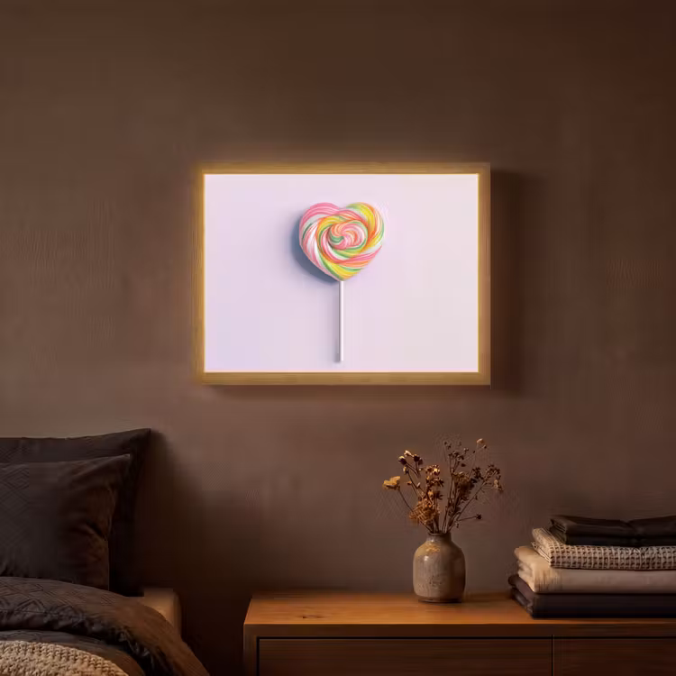 Hart - Lolly - Snoep Light Box met batterij (Wandlamp) middel -sfeer4