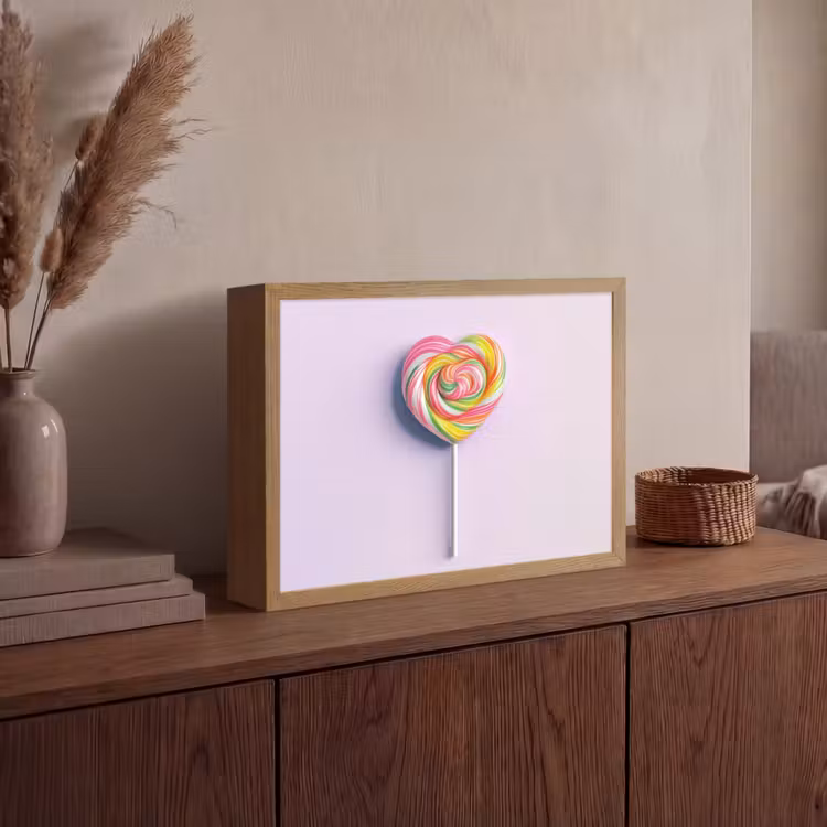 Hart - Lolly - Snoep Light Box met batterij (Wandlamp) middel -sfeer2