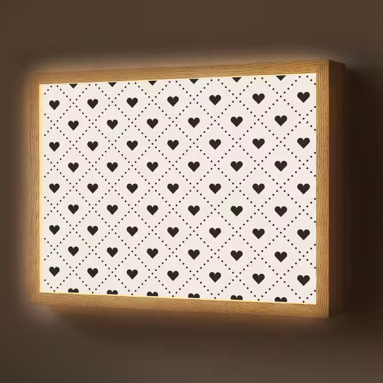 Hart - Vierhoek - Wit - Zwart Light Box met batterij (Wandlamp) middel 907 -z3d_website