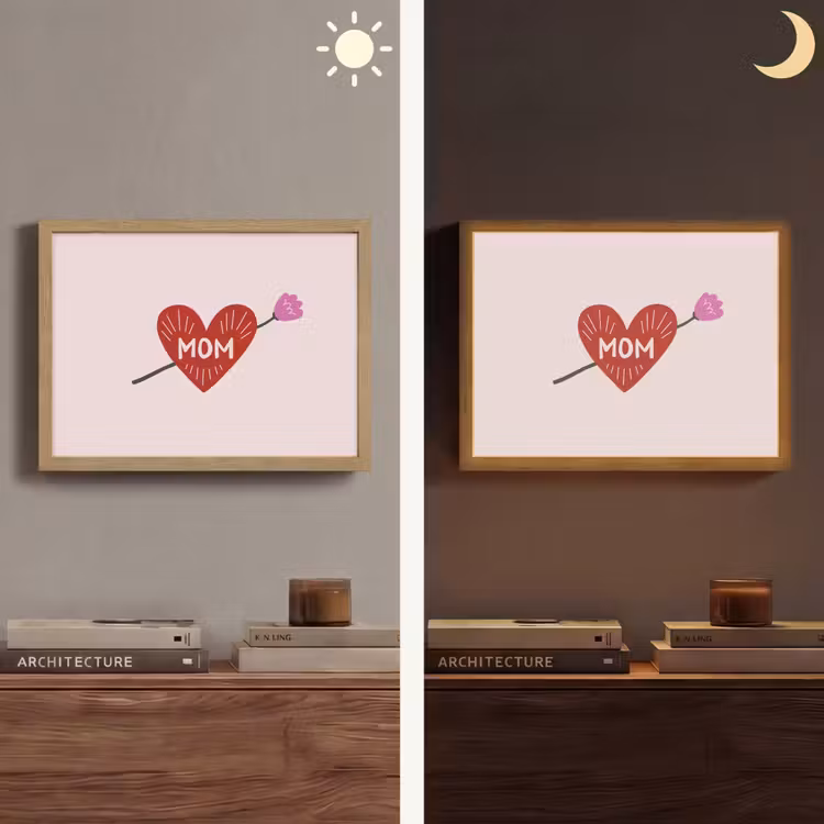 Hart - Rood - Bloem - Moeder Light Box met batterij (Wandlamp) middel -sfeer3