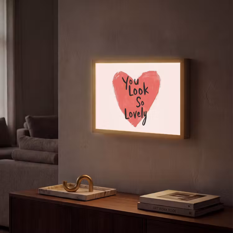 Hart - Rood - Valentijn Light Box met batterij (Wandlamp) middel -sfeer1