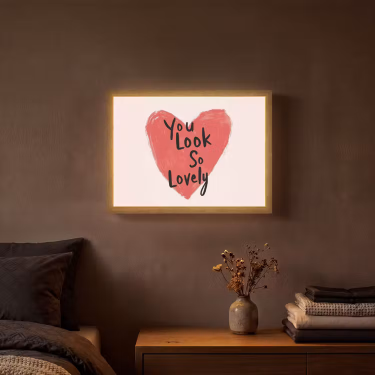 Hart - Rood - Valentijn Light Box met batterij (Wandlamp) middel -sfeer4