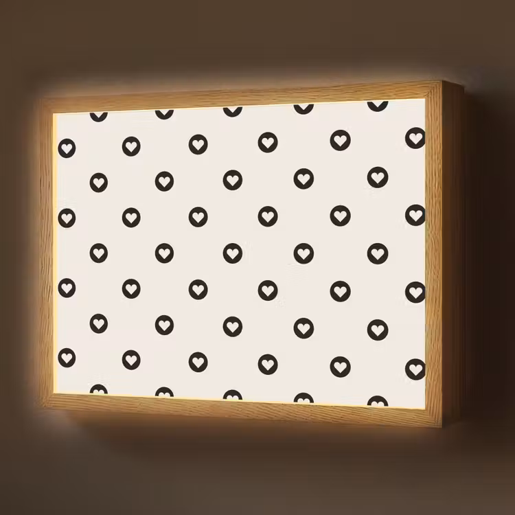 Hart - Rond - Wit - Zwart Light Box met batterij (Wandlamp) middel 907 -z3d_website
