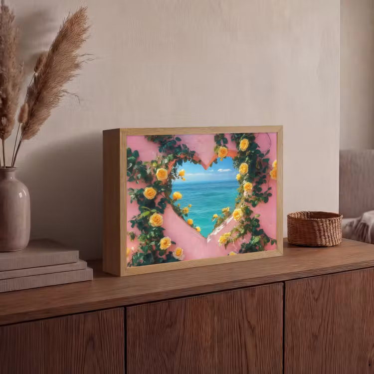 Hart - Zee - Muur Light Box met batterij (Wandlamp) middel -sfeer2