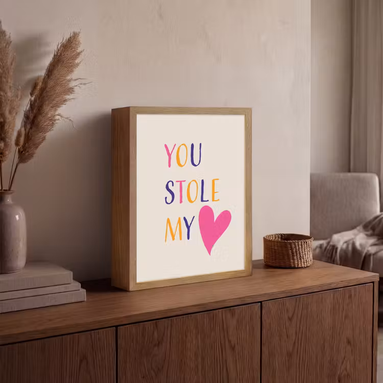 Hart - Valentijn - Tekst Light Box met batterij (Wandlamp) middel -sfeer2