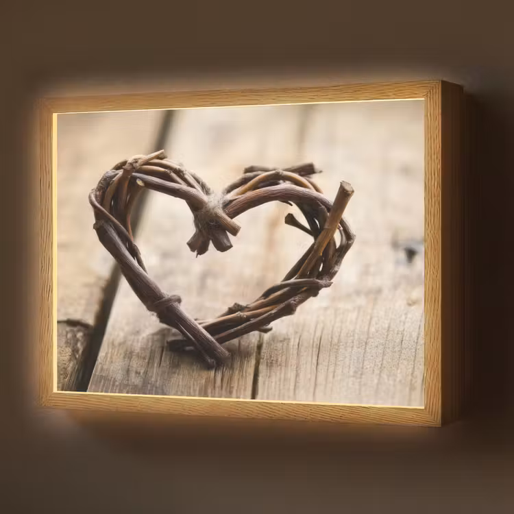 Hart - Hout - Natuur - Takken - Bruin Light Box met batterij (Wandlamp) middel -z3d_website