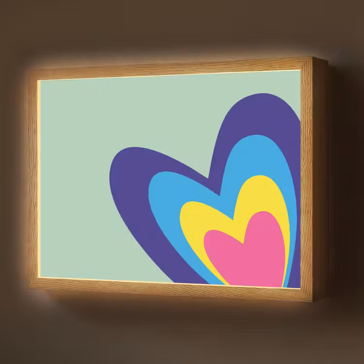 Hartjes - Kleurrijk - Valentijn Light Box met batterij (Wandlamp) middel -z3d_website