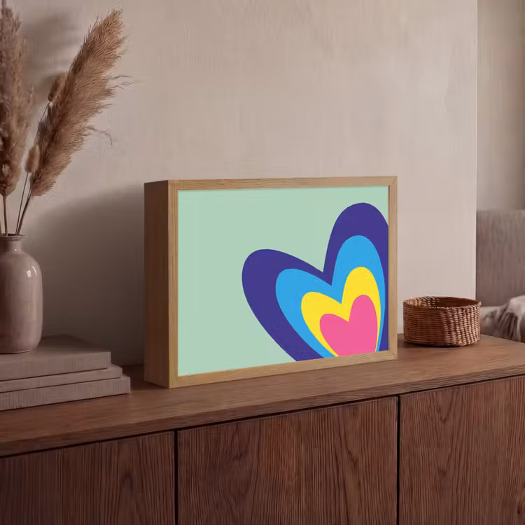Hartjes - Kleurrijk - Valentijn Light Box met batterij (Wandlamp) middel -sfeer2
