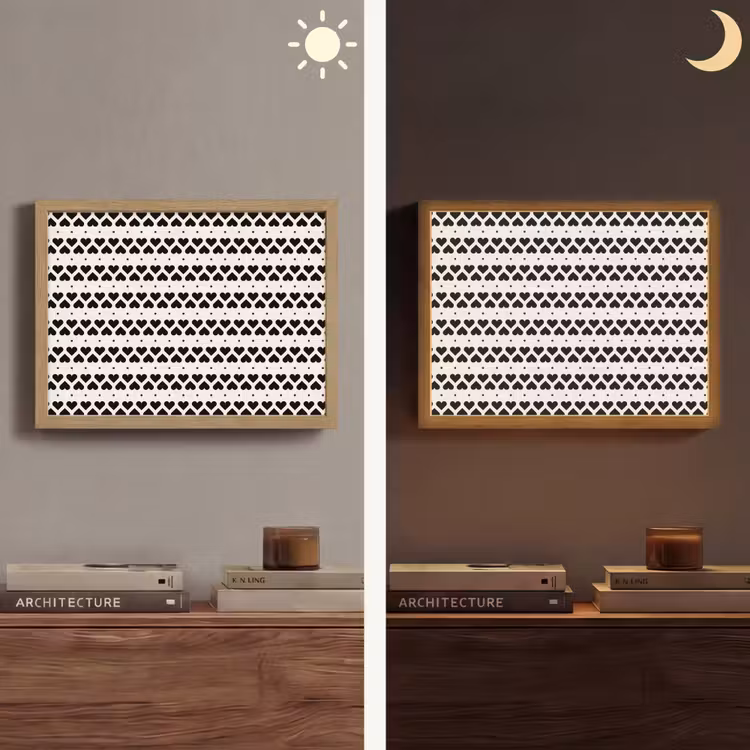 Harten - Lijn - Wit - Zwart Light Box met batterij (Wandlamp) middel 907 -sfeer3