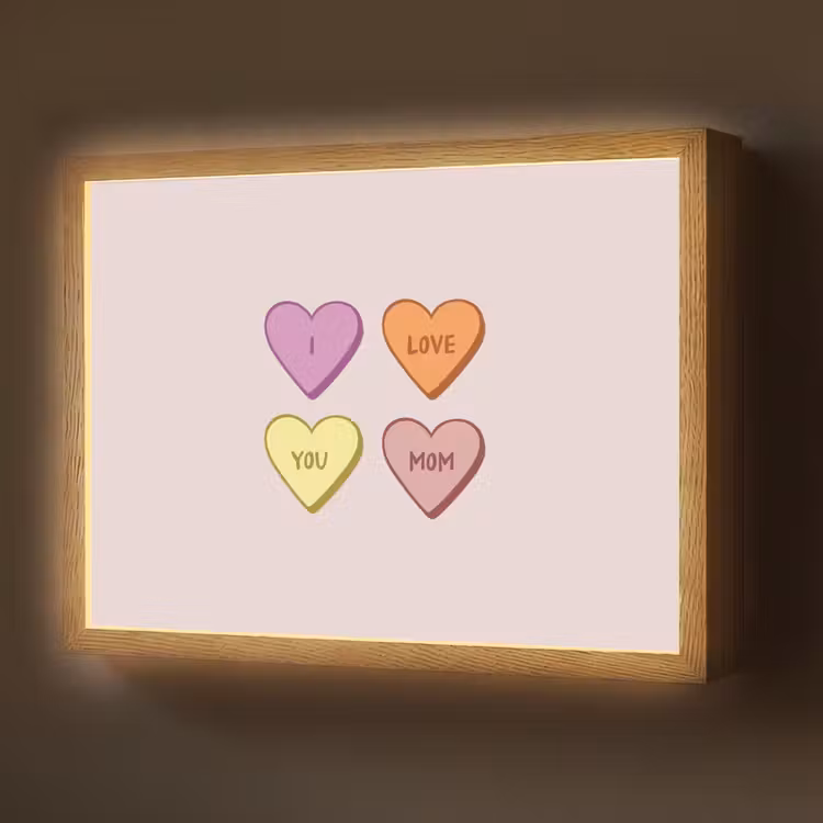 Hartjes - Pastel - Liefde - Moeder Light Box met batterij (Wandlamp) middel -z3d_website