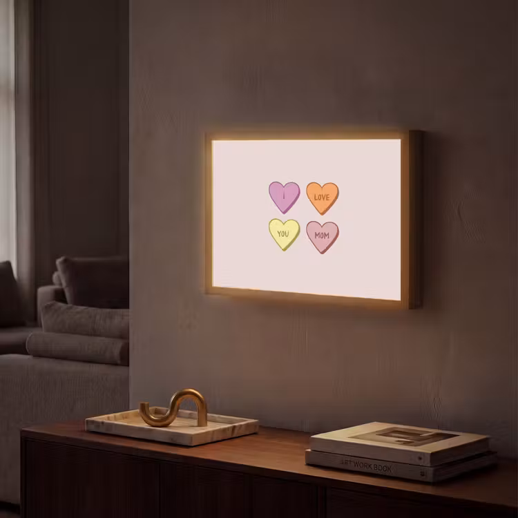 Hartjes - Pastel - Liefde - Moeder Light Box met batterij (Wandlamp) middel -sfeer1