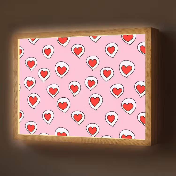 Hartjes - Patroon - Rood Light Box met batterij (Wandlamp) middel 907 -z3d_website