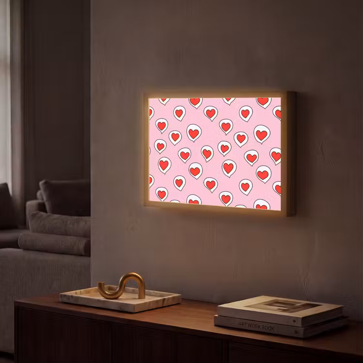 Hartjes - Patroon - Rood Light Box met batterij (Wandlamp) middel 907 -sfeer1