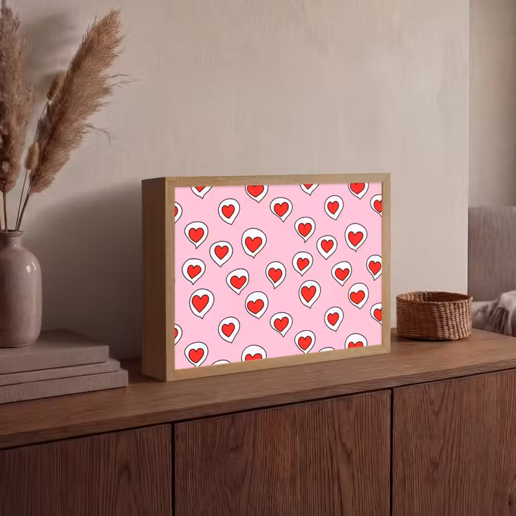 Hartjes - Patroon - Rood Light Box met batterij (Wandlamp) middel 907 -sfeer2