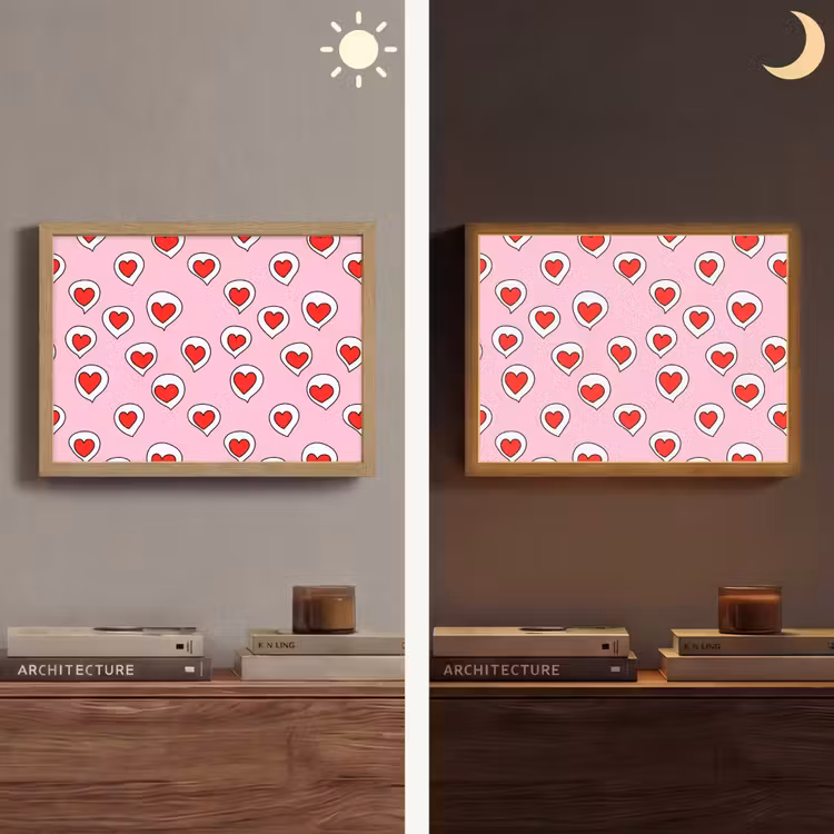 Hartjes - Patroon - Rood Light Box met batterij (Wandlamp) middel 907 -sfeer3