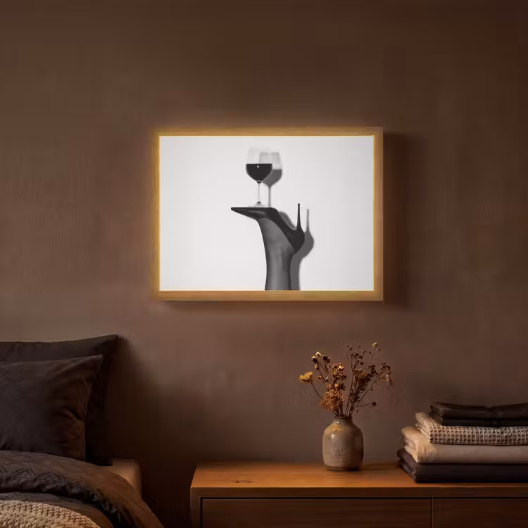 Hak - Wijn - Minimalistisch - Zwart Light Box met batterij (Wandlamp) middel -sfeer4