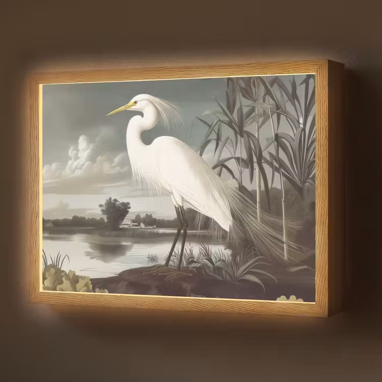 Reiger - Planten - Wolken - Wit Light Box met batterij (Wandlamp) middel -z3d_website