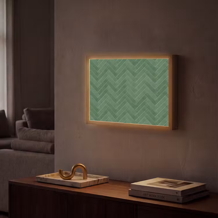 Visgraat - Wandtegel - Bosgroen Light Box met batterij (Wandlamp) middel 907 -sfeer1