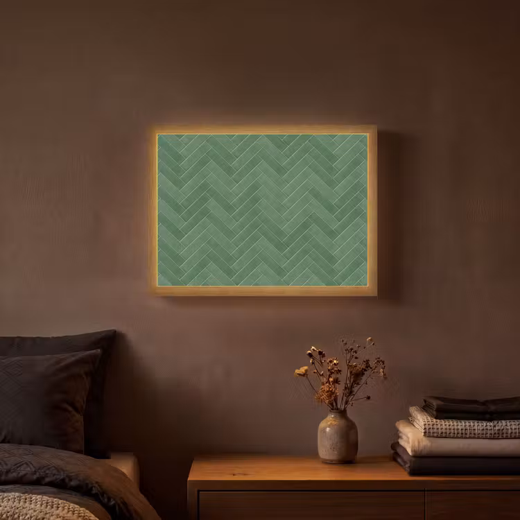 Visgraat - Wandtegel - Bosgroen Light Box met batterij (Wandlamp) middel 907 -sfeer4