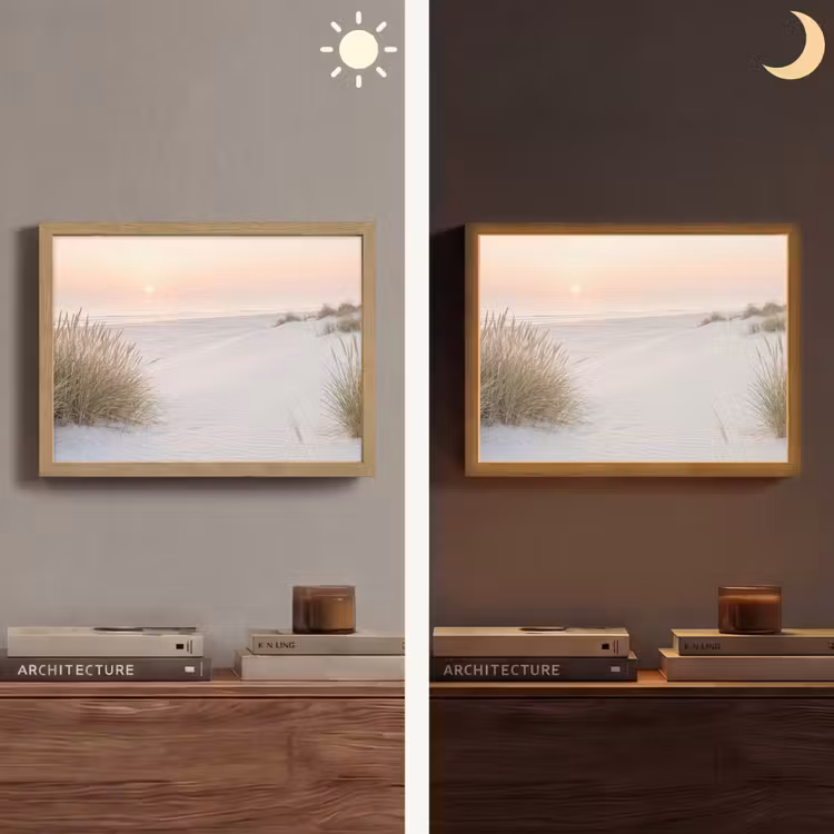 Horizon - Duinlandschap - Zand Light Box met batterij (Wandlamp) middel -sfeer3