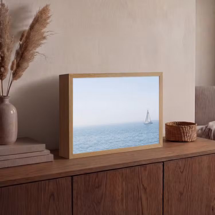 Horizon - Zeilboot - Zee Light Box met batterij (Wandlamp) middel -sfeer2