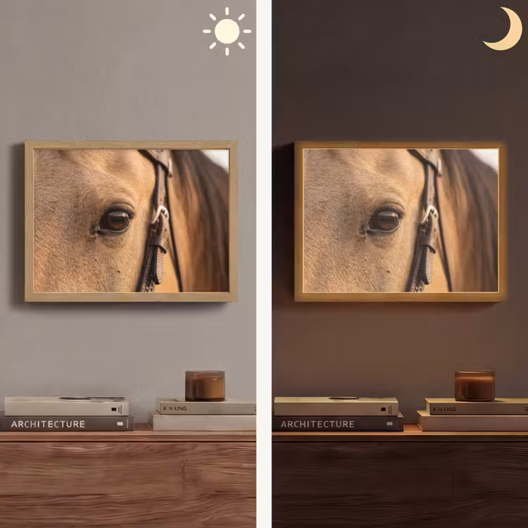 Paard - Oog - Bruin Light Box met batterij (Wandlamp) middel -sfeer3