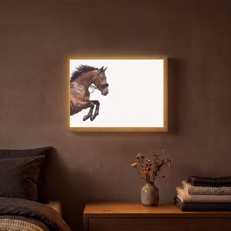 Paard - Springen - Modern Light Box met batterij (Wandlamp) middel -sfeer4