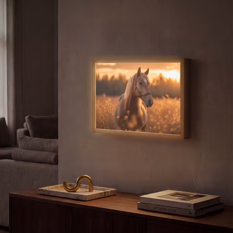Paard - Natuur - Dier - Bruin - Dieren portret Light Box met batterij (Wandlamp) middel -sfeer1